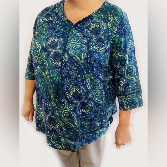Catherines Tops - Catherine's 1X Women's Blue and Green
Shirt